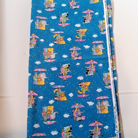 Vintage Fabric Traditions Noahs Ark Fabric-1+ Yds-1997-Quilting Cotton-Religious - Picture 4 of 5